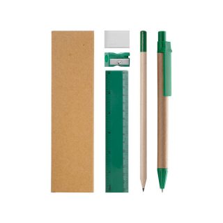 PD584 - Set penna + matita + righello + gomma + temperamatite Verde PD584VE